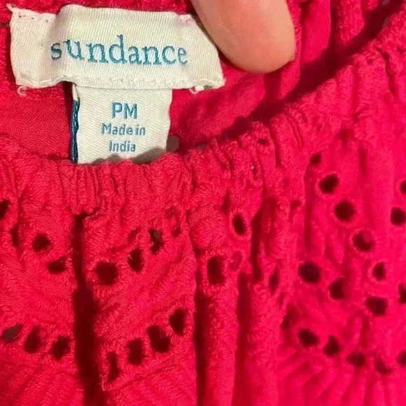 Sundance Eyelet Scoop Neck Short Sleeve Pink Blouse Top Womens Sz Petite Medium - Picture 5 of 9